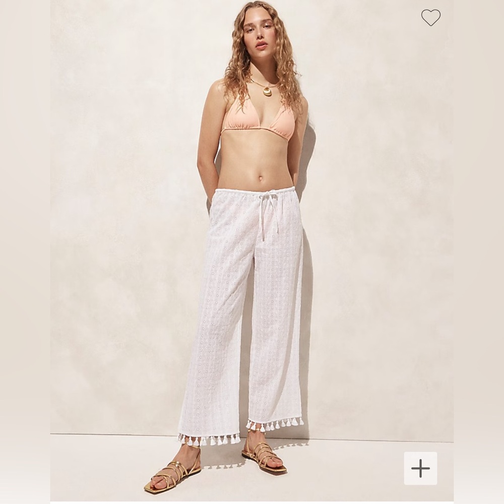 J.Crew Eyelet beach pant with tassels